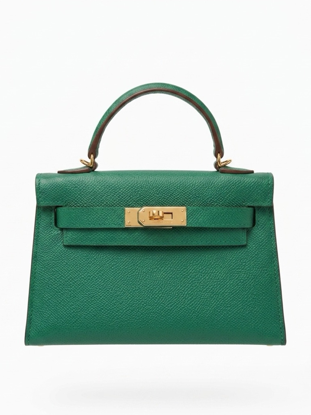 Green Top-Handle Leather Satchel with Gold Hardware